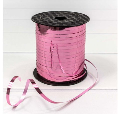 Лента Полипропилен (бобина) металлизированная 0,5см*250ярд Розовый