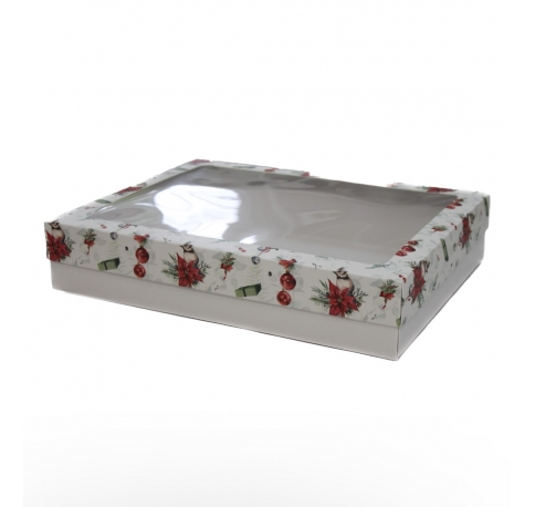 Коробка подарочная 360*280*70 мм, дизайн МО2022-1 с белым дном и окном