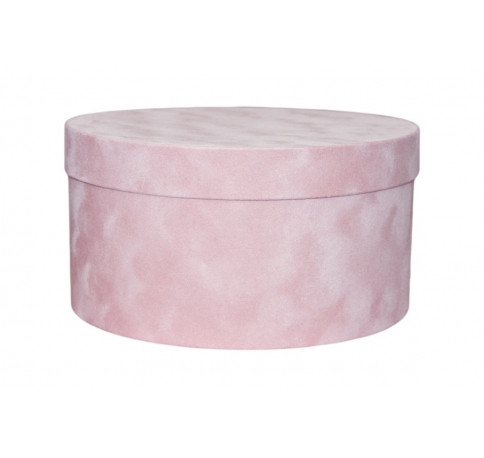 Коробка круглая бархатная D-235, H-120, светло-розовый (Азалия)