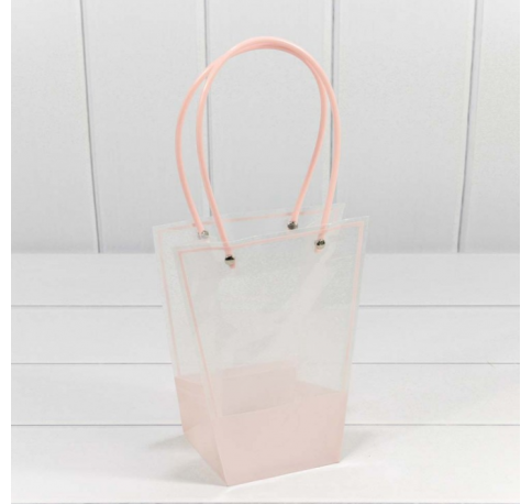 Пакет пластиковый  "Ваза для цветов" 20*17*10 см Розовый