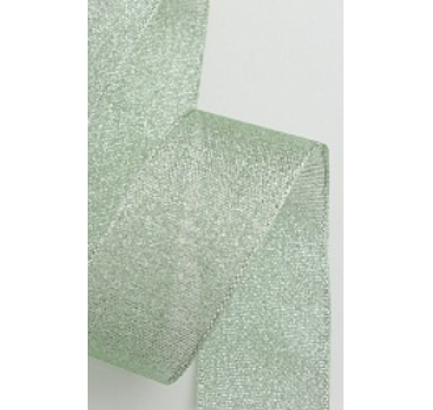 Лента парча 4 см*25 ярд, серо-зеленый/серебро 128