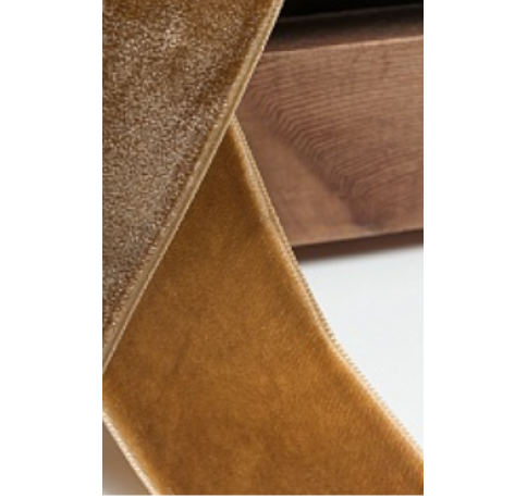 Лента бархатная 3,8 см*10 ярд (SF-5814) коричневый