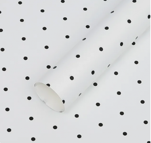Матовая плёнка "Мелкий горошек", 65 микрон 58см*10м, цв. белый с черным