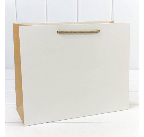 Пакет подарочный Белый/Крафт 32*26*13 см 230г