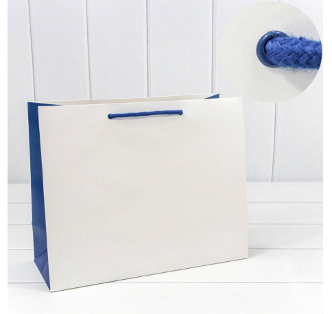 Пакет подарочный Белый/Синий 32*26*13 см 230г