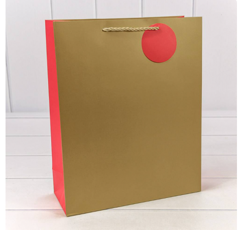 Пакет подарочный матовый Золотой 26*32*10 см 210г