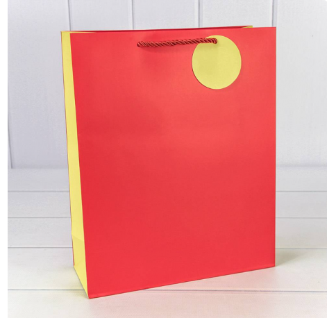 Пакет подарочный матовый Красный 26*32*10 см 210г