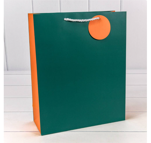Пакет подарочный матовый Сине-зелёный 26*32*10 см 210г