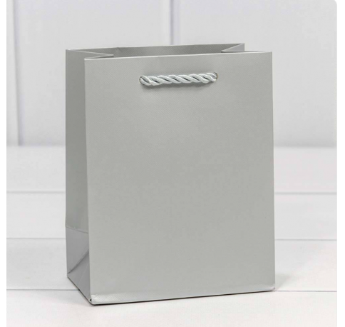 Пакет подарочный "Фактура" Серебряный 18*23*10 см 210г