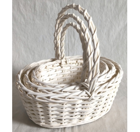 Набор корзин плетеных (ива), 31*25*13*31CM, 26*20*11,5*27CM, 21*15*10*23CM, 3 шт., белый