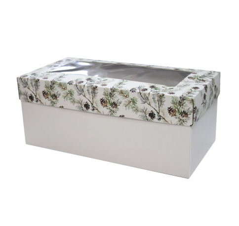 Коробка подарочная 360*180*150, дизайн МО2022-5 с белым дном и окном