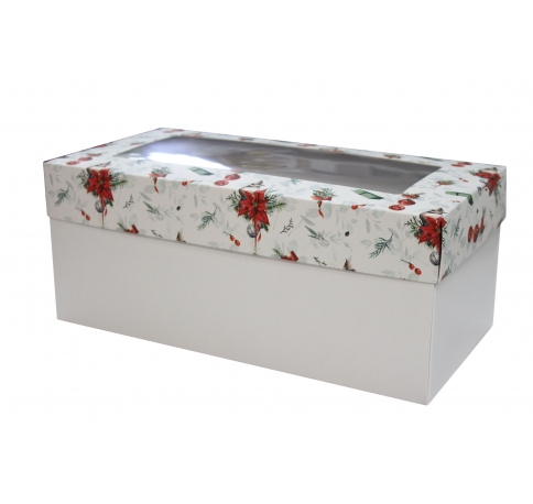 Коробка подарочная 360*180*150, дизайн МО2022-1 с белым дном и окном