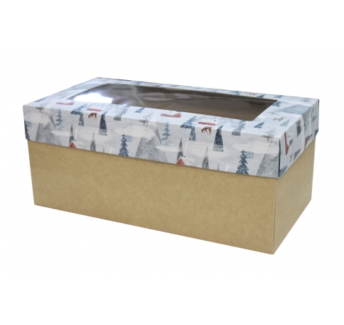 Коробка подарочная 360*180*150, дизайн МО2022-9 с крафт дном и окном