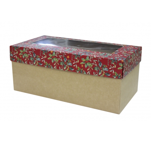 Коробка подарочная 360*180*150, дизайн МО2022-8 с крафт дном и окном