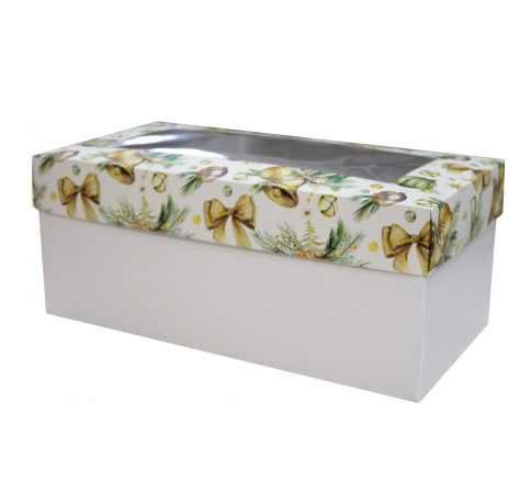 Коробка подарочная 360*180*150, дизайн МО2022-3 с белым дном и окном