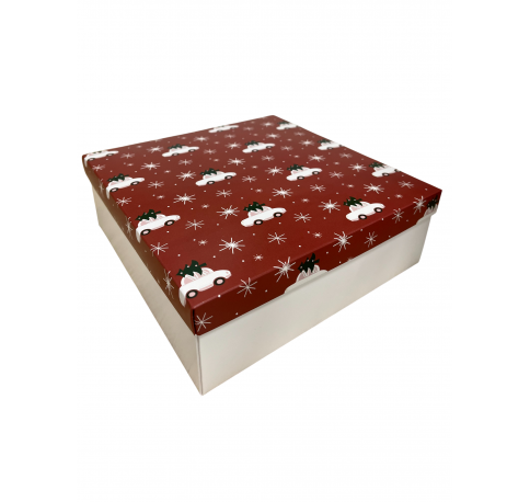 Коробка подарочная 200*200*30 мм, дизайн МО2025-13 с крафт/белым дном