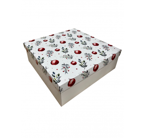 Коробка подарочная 200*200*30 мм, дизайн МО2025-6 с крафт/белым дном