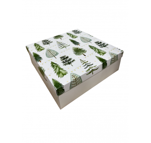 Коробка подарочная 200*200*30 мм, дизайн МО2025-7 с крафт/белым дном
