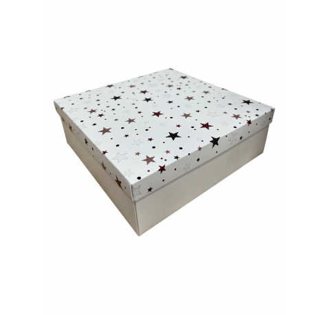 Коробка подарочная 200*200*30 мм, дизайн МО2025-3 с крафт/белым дном