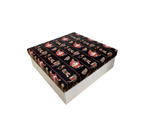 Коробка подарочная 200*200*30 мм, дизайн МО2025-14 с крафт/белым дном