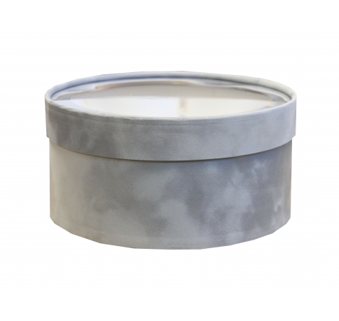 Бархатная коробка круглая с крышкой и окном 210*95 мм, серый