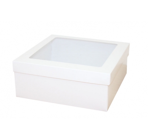 Коробка подарочная с окном 200*200*70 мм, белая