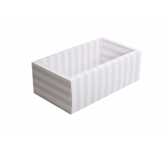 Коробка 310*180*80 мм с прозрачной крышкой, розовая полоска