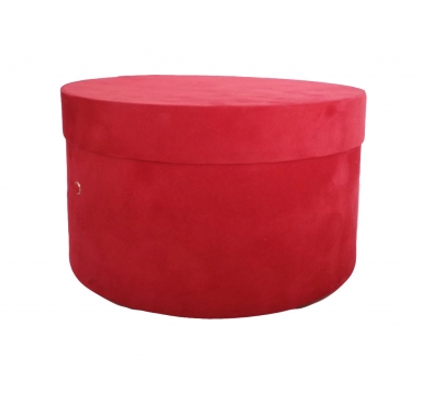 Коробка круглая бархатная D-200, H-110, красная