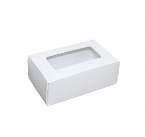 Размер 100*60*40 мм, белая коробка с окном
