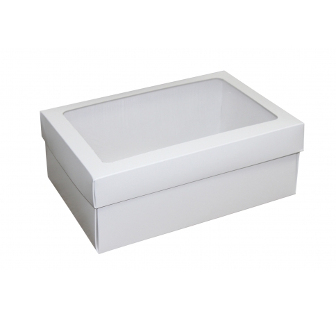 Размер 270*180*110 ММ, белая коробка с окном