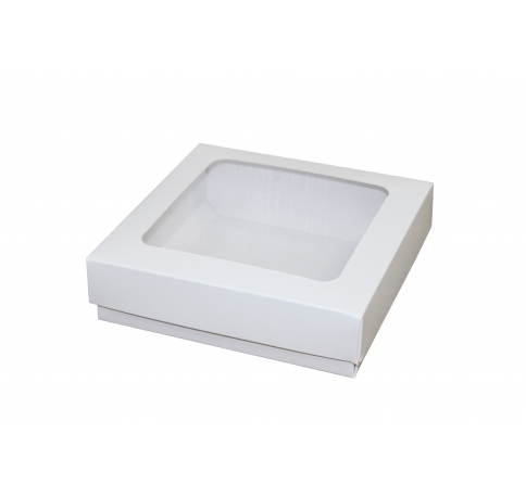 Размер 150*150*40 мм, белая коробка с окном