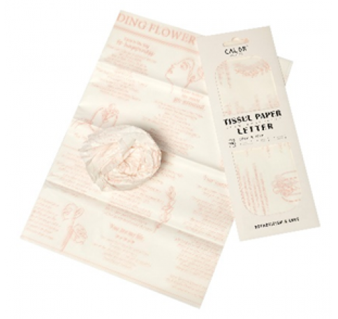 Тишью Бумага "Письмо", 10  листов в упаковке, 37 грамм, 50cmx70cm, цв. розовый на белом